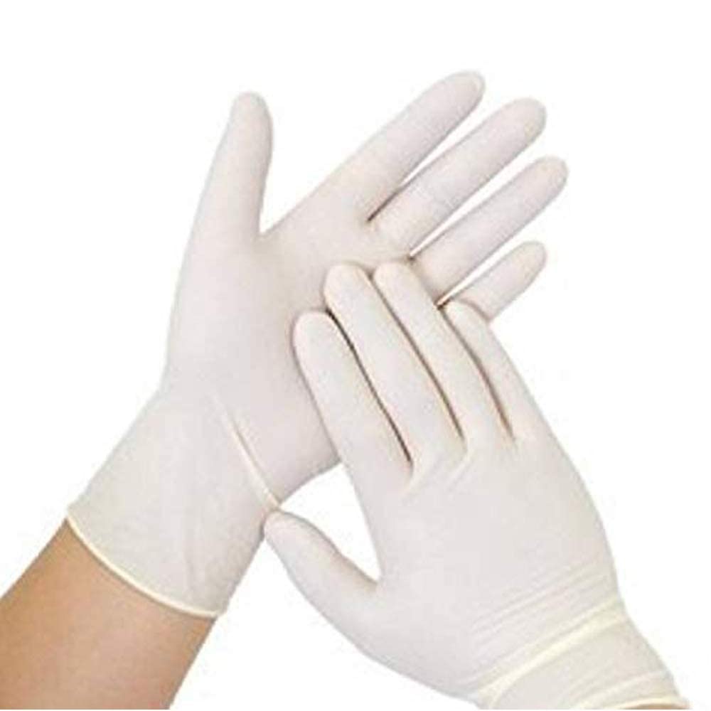 Latex Examination Disposable Medical Hand Gloves, Surgical gloves, 100 Pieces White Less Powderd, Medium.
