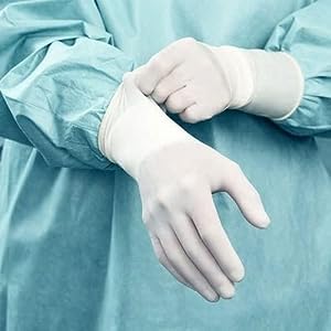 Latex Examination Disposable Medical Hand Gloves, Surgical gloves, 100 Pieces White Less Powderd, Medium.