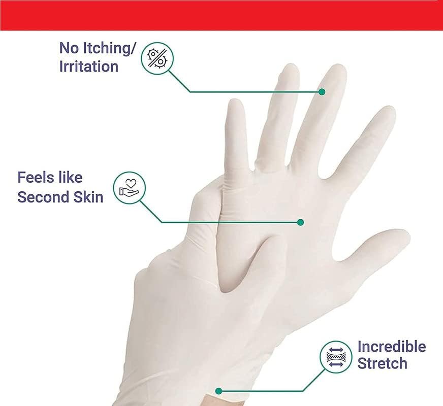 Latex Examination Disposable Medical Hand Gloves, Surgical gloves, 100 Pieces White Less Powderd, Medium.