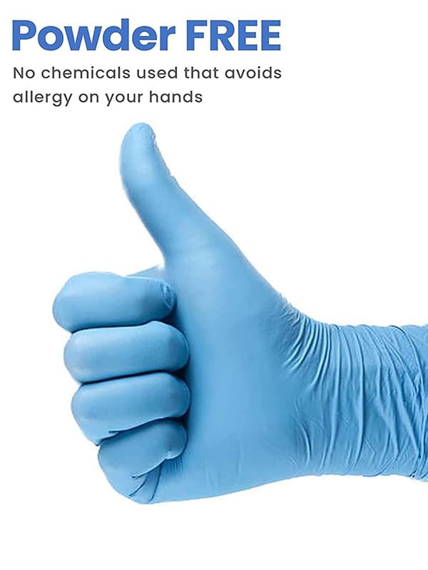 Zepham Powder-Free Nitrile Gloves, Food Grade, Non Tearable, CE & FDA Approved, Made in Malaysia, Blue- 100 Pieces (Size - Medium), Non-Sterile