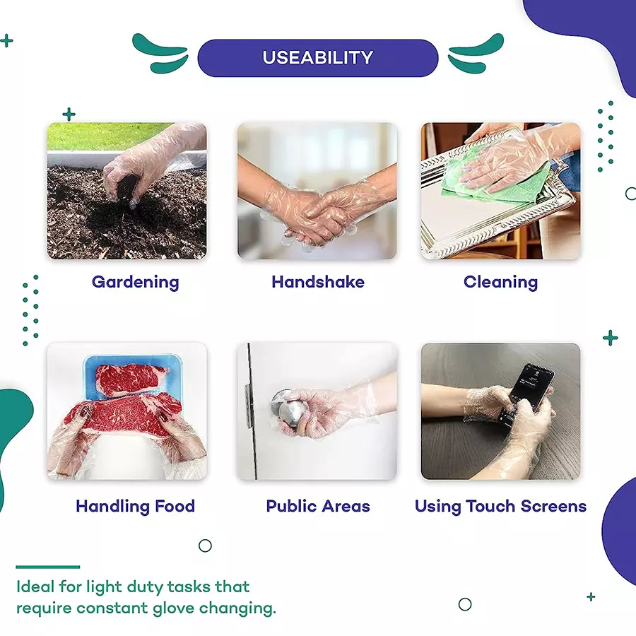 Zepham Biodegradable & 100% Compostable Disposable Hand Gloves | Pack of 600 | Transparent & Disposable Gloves | Universal Size Gloves | For Gardening, Cleaning and Public Areas.